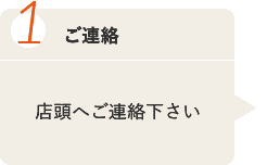 1 ご連絡 店頭へご連絡ください