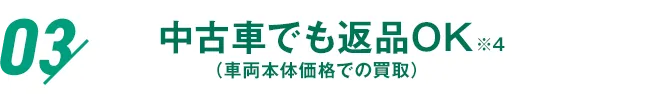 03 中古車でも返品OK（車両本体価格での買取）※4