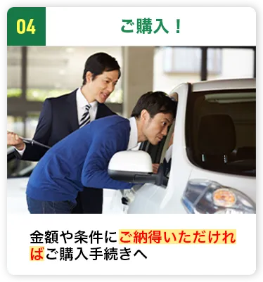 ご購入！ 金額や条件にご納得いただければご購入手続きへ