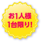 お1人様1台限り