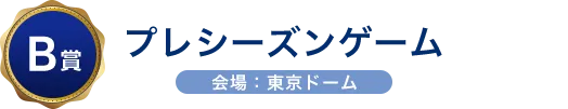 B賞 プレシーズンゲーム 会場：東京ドーム