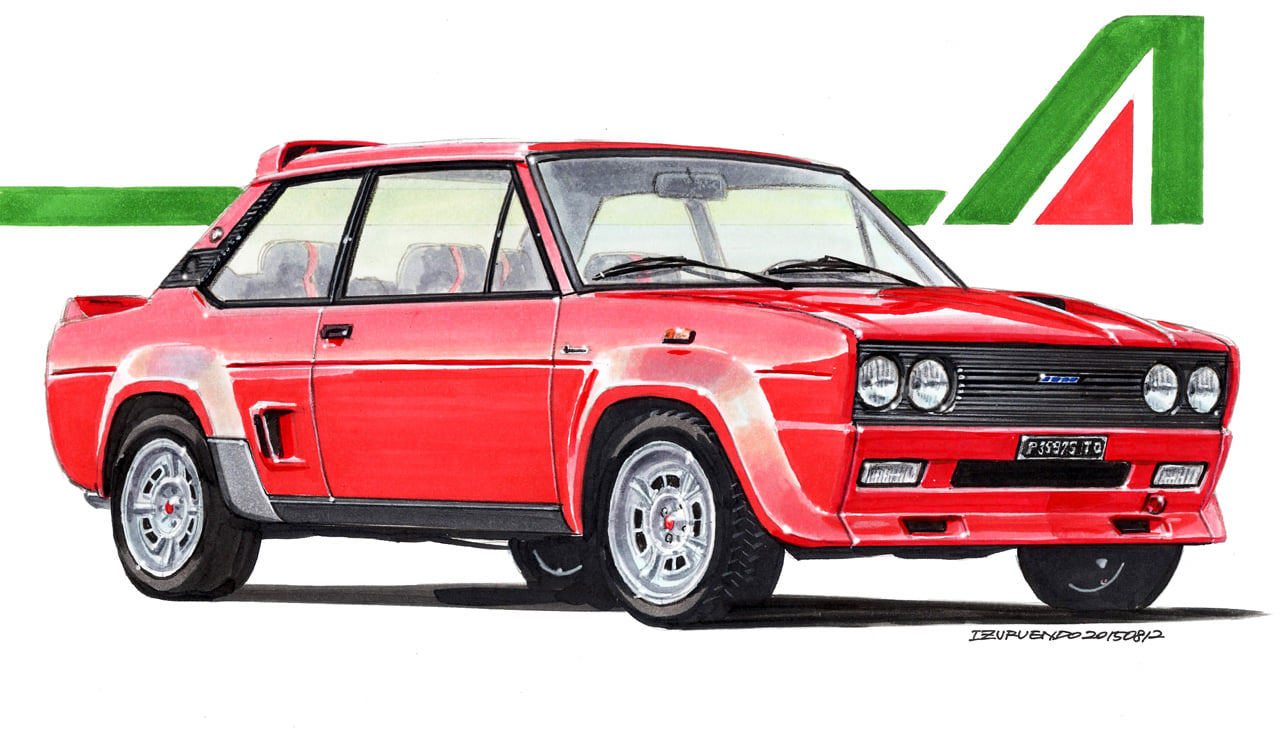 遠藤イヅル「一枚の名車絵」～第3回フィアット131アバルト・ラリー(Fiat 131 Abarth Rally)～