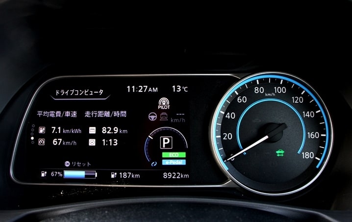 この区間での電費は7.1㎞/kWhまでダウン