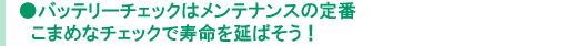 バッテリーチェックはメンテナンスの定番。こまめなチェックで寿命を延ばそう！