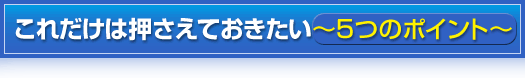 これだけは押さえておきたい〜5つのポイント〜