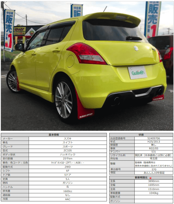 H25 スズキ スイフト スポーツ MT02