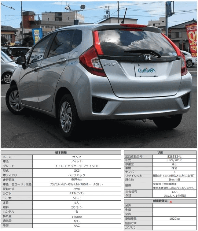 H29 ホンダ フィット １３Ｇ Ｆパッケージ ファインED03