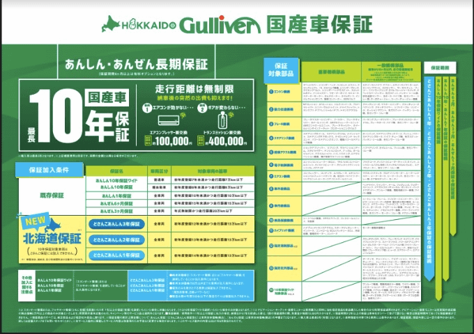 新サービス どさんこあんしん保証。車買取販売ならガリバー旭川永山店のお知らせ G009111625375426871 | 中古車のガリバー