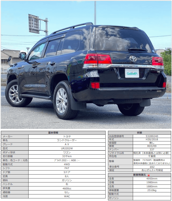 H30 トヨタ ランドクルーザー ＡＸ02