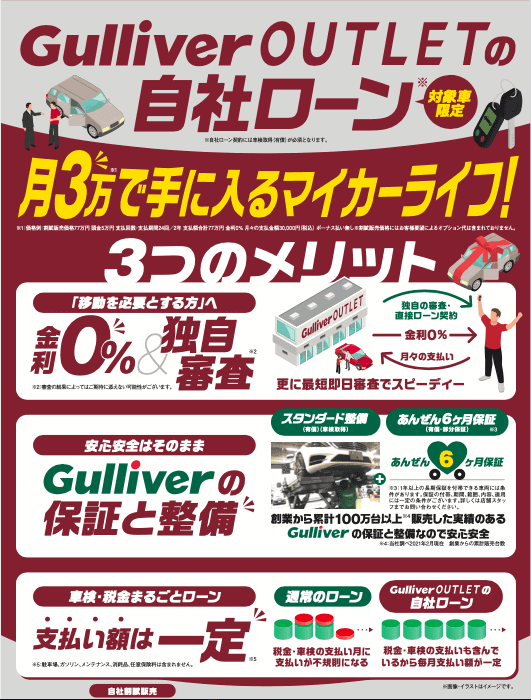 ガリバーアウトレットの自社ローン ガリバー 自社ローン 兵庫県 姫路市 中古車販売店 車買取販売ならガリバーアウトレット姫路市川橋店 自社ローン取扱店のお知らせ 中古車のガリバー