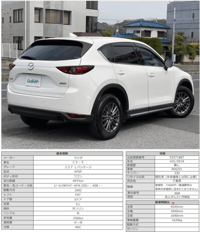 H31 マツダ ＣＸ－５ ２５Ｔ Ｌパッケージ02