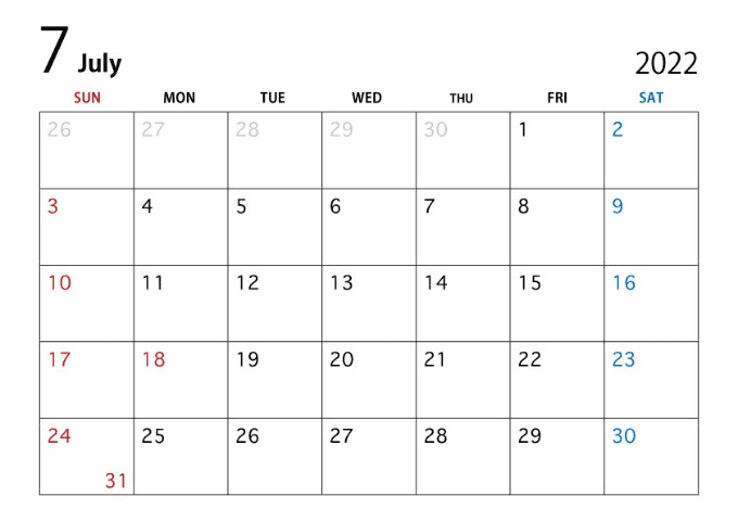 ７月営業日のご案内01