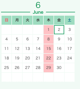 ☆★６月の営業日★☆01