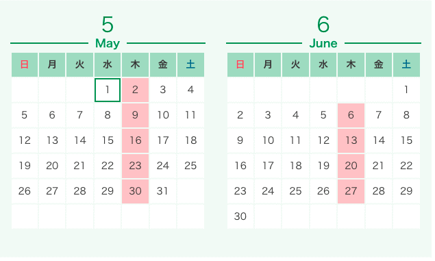 ◇5月定休日のお知らせ◇明日5/2(木)は定休日となります01