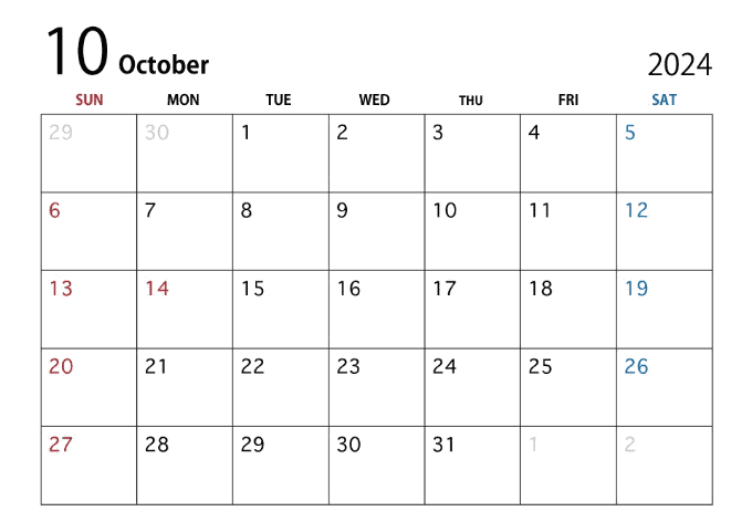 10月の営業日のご案内01