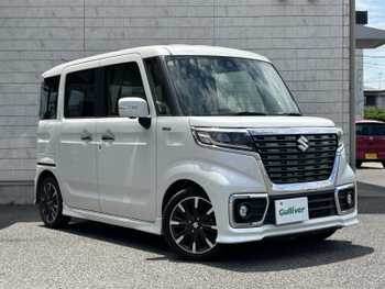 スズキ スペーシア カスタム HYBRID XS 1オナ/黒半革席/全カメ/外ナビ/両パワスラ
