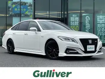 トヨタ クラウン ハイブリッド RS アドバンス TOMSエアロ 純正ナビ 黒半革シート LED