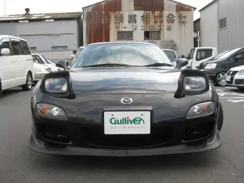 カタログ画像：ＲＸ－７ （RX-7） タイプＲバサースト 2001年12月 GF-FD3S 1400cc ブリリアントブラック 燃費8.1km / l フロント