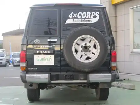 カタログ画像：ランドクルーザープラド （LAND CRUISER PRADO） ４ドア プラドＳＸ 1995年1月 KD-KZJ78G 3000cc ダークグリーンマイカ バック