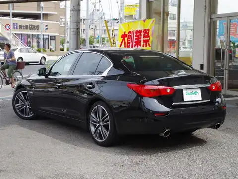 カタログ画像：スカイライン （SKYLINE） ３５０ＧＴ ＦＯＵＲ ハイブリッド タイプＰ 2016年4月 DAA-HNV37 3500cc スーパーブラック 燃費17.0km / l バック