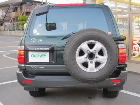 カタログ画像：ランドクルーザー１００ （LAND CRUISER 100） ＶＸリミテッド Ｇセレクション 1998年1月 GF-UZJ100W 4700cc ダークグリーンマイカ 燃費6.1km / l バック