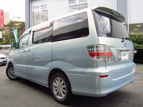 カタログ画像：アルファードハイブリッド （ALPHARD HYBRID） ベースグレード 2005年4月 CAA-ATH10W 2400cc ペールブルーマイカメタリック 燃費17.2km / l バック