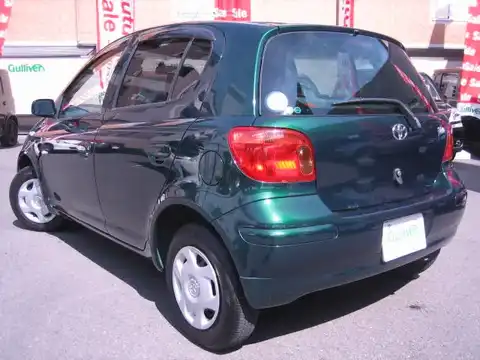 カタログ画像：ヴィッツ （VITZ） Ｕ Ｄパッケージ ビューティフルセレクション 2002年4月 TA-NCP10 1300cc ダークグリーンマイカ 燃費18.0km / l バック