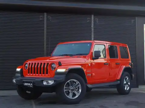 カタログ画像：ジープ・ラングラーアンリミテッド （JEEP WRANGLER UNLIMITED） サハラ ローンチエディション 2018年11月 ABA-JL36L 3600cc パンプキンメタリッククリアコート 燃費9.2km / l フロント