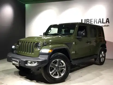 カタログ画像：ジープ・ラングラーアンリミテッド （JEEP WRANGLER UNLIMITED） サハラ・サージグリーン 2020年12月 3BA-JL36L 3600cc サージグリーンクリアコート 燃費9.0km / l フロント