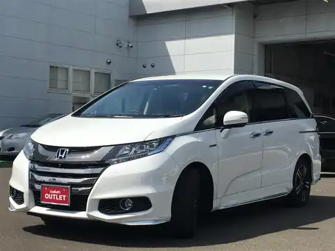 カタログ画像：オデッセイハイブリッド （ODYSSEY HYBRID） ハイブリッドアブソルート・ホンダセンシングアドバンスドパッケージ 2016年2月 DAA-RC4 2000cc ホワイトオーキッド・パール 燃費24.4km / l フロント