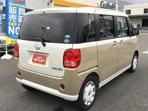 カタログ画像：ムーヴキャンバス （MOVE CANBUS） Ｘリミテッド ＳＡⅢ 2017年9月 DBA-LA810S 660cc パールホワイトIII×ナチュラルベージュマイカメタリック 燃費27.4km / l バック