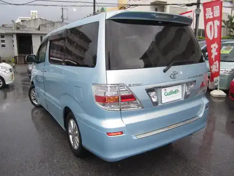 カタログ画像：アルファードハイブリッド （ALPHARD HYBRID） Ｇエディション 2005年4月 CAA-ATH10W 2400cc ペールブルーマイカメタリック 燃費17.2km / l バック