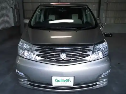 カタログ画像：アルファードＶ （ALPHARD V） ＡＸ Ｌエディション サイドリフトアップシート装着車 2005年4月 DBA-ANH15W 2400cc ゴールドメタリック 燃費9.4km / l フロント