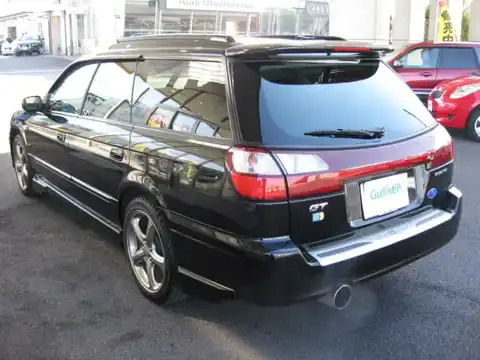 カタログ画像：レガシィツーリングワゴン （LEGACY TOURING WAGON） ＧＴ 2002年5月 TA-BH5 2000cc ブラックトパーズ・マイカ 燃費10.6km / l バック