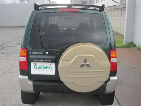 カタログ画像：パジェロミニ （PAJERO MINI） Ｖ 2000年11月 GF-H58A 660cc ティンバーグリーン（Ｐ）／シンフォニックシルバー（Ｍ）・２トーン バック