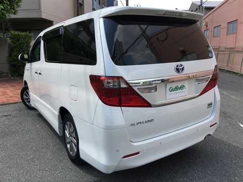 カタログ画像：アルファードハイブリッド （ALPHARD HYBRID） ハイブリッドＳＲ Ｃパッケージ 2012年9月 DAA-ATH20W 2400cc ホワイトパールクリスタルシャイン 燃費16.2km / l バック