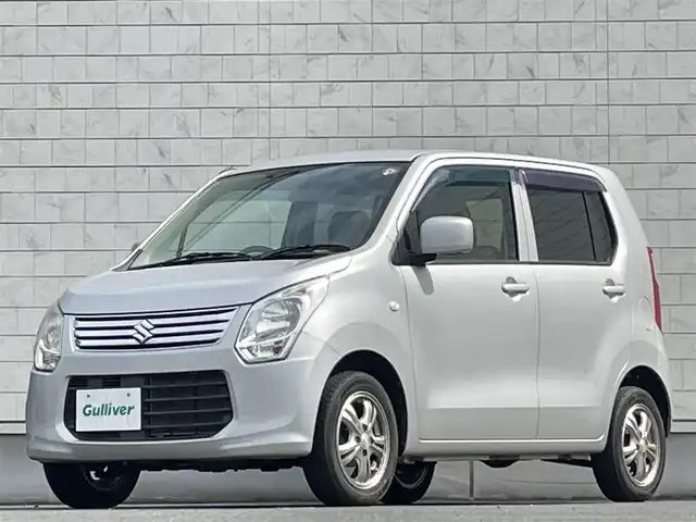 スズキ ワゴンＲ FX 岩手県 2014(平26)年 6.9万km シルキーシルバーメタリック 禁煙車/4WD/純正オーディオ/→CD/FM/AM/AUX/運転席シートヒーター/電動格納ミラー/冬タイヤホイール車載/〇ドアバイザー/〇フロアマット/〇取扱説明書