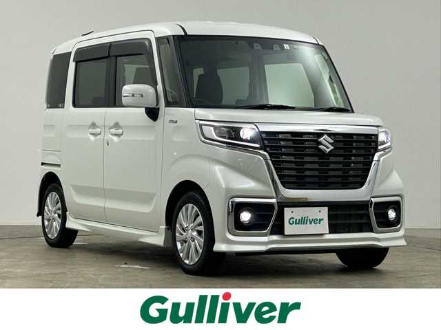 スズキ スペーシア カスタム HYBRID GS 千葉県 2021(令3)年 1.3万km ピュアホワイトP 禁煙車/デュアルカメラブレーキサポート/社外ナビ/・MDV-S709W/・CD/DVD/BT/フルセグTV/バックカメラ　/左側パワースライドドア/リヤコーナーセンサー/オートクルーズコントロール/車線逸脱警報機能/LEDヘッドライト/オートライト/オートハイビーム/D席シートヒーター/スマートキー/スペアキー/純正14インチAW