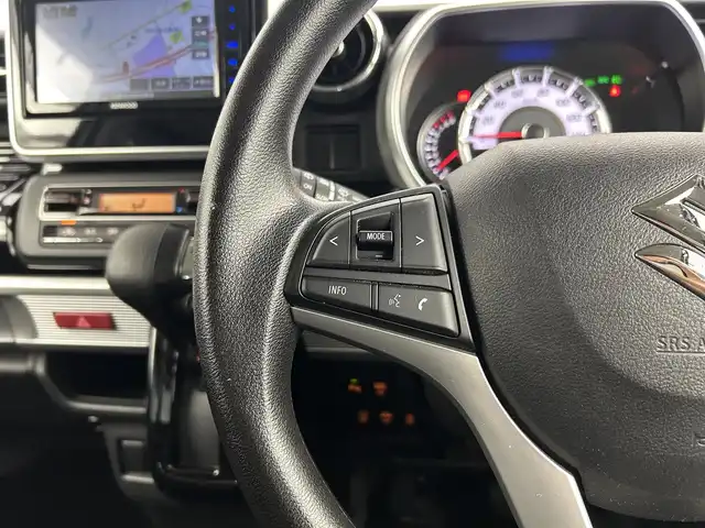 スズキ スペーシア カスタム HYBRID GS 千葉県 2021(令3)年 1.3万km ピュアホワイトP 禁煙車/デュアルカメラブレーキサポート/社外ナビ/・MDV-S709W/・CD/DVD/BT/フルセグTV/バックカメラ　/左側パワースライドドア/リヤコーナーセンサー/オートクルーズコントロール/車線逸脱警報機能/LEDヘッドライト/オートライト/オートハイビーム/D席シートヒーター/スマートキー/スペアキー/純正14インチAW