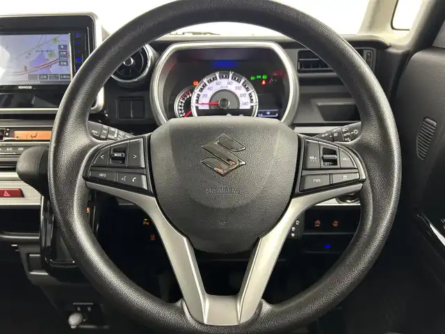 スズキ スペーシア カスタム HYBRID GS 千葉県 2021(令3)年 1.3万km ピュアホワイトP 禁煙車/デュアルカメラブレーキサポート/社外ナビ/・MDV-S709W/・CD/DVD/BT/フルセグTV/バックカメラ　/左側パワースライドドア/リヤコーナーセンサー/オートクルーズコントロール/車線逸脱警報機能/LEDヘッドライト/オートライト/オートハイビーム/D席シートヒーター/スマートキー/スペアキー/純正14インチAW