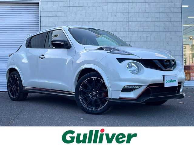 日産 ジューク ニスモ RS 道東・釧路十勝 2015(平27)年 10万km ホワイト 純正ナビ(AM/FM/CD/DVD/BT/SD/フルセグ)/ETC/全方位バックカメラ/社外マフラー(カキモト)/パドルシフト/4WDセレクタースイッチ/ハーフレザー/ドラレコ前後/オートライト/横滑り防止/電格ミラー/プッシュスタート