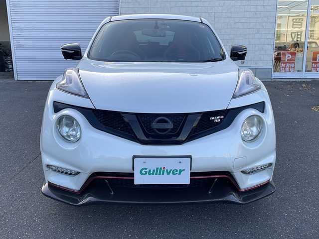 日産 ジューク ニスモ RS 道東・釧路十勝 2015(平27)年 10万km ホワイト 純正ナビ(AM/FM/CD/DVD/BT/SD/フルセグ)/ETC/全方位バックカメラ/社外マフラー(カキモト)/パドルシフト/4WDセレクタースイッチ/ハーフレザー/ドラレコ前後/オートライト/横滑り防止/電格ミラー/プッシュスタート