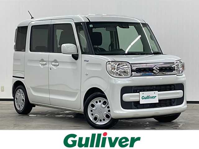 スズキ スペーシア HYBRID X 長崎県 2017(平29)年 3.8万km ピュアホワイトP 社外メモリナビ/（フルセグ/CD/DVD/BT）/バックカメラ/両側パワースライドドア/衝突軽減ブレーキ/レーンアシストキープ/横滑り防止装置/クリアランスソナー/オートライト/シートヒーター/純正アルミパッチ/リアサーキュレーター/純正フロアマット/ハロゲンヘッドライト/電動格納ミラー/スペアキー/取扱説明書/保証書