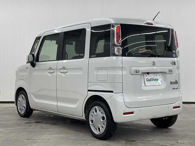 スズキ スペーシア HYBRID X 長崎県 2017(平29)年 3.8万km ピュアホワイトP 社外メモリナビ/（フルセグ/CD/DVD/BT）/バックカメラ/両側パワースライドドア/衝突軽減ブレーキ/レーンアシストキープ/横滑り防止装置/クリアランスソナー/オートライト/シートヒーター/純正アルミパッチ/リアサーキュレーター/純正フロアマット/ハロゲンヘッドライト/電動格納ミラー/スペアキー/取扱説明書/保証書