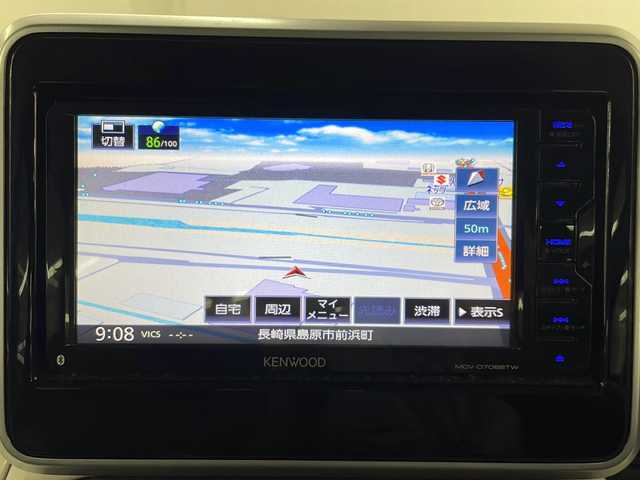 スズキ スペーシア HYBRID X 長崎県 2017(平29)年 3.8万km ピュアホワイトP 社外メモリナビ/（フルセグ/CD/DVD/BT）/バックカメラ/両側パワースライドドア/衝突軽減ブレーキ/レーンアシストキープ/横滑り防止装置/クリアランスソナー/オートライト/シートヒーター/純正アルミパッチ/リアサーキュレーター/純正フロアマット/ハロゲンヘッドライト/電動格納ミラー/スペアキー/取扱説明書/保証書