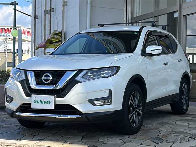 日産 エクストレイル 20X 静岡県 2018(平30)年 8.2万km パール 純正ナビ（CD DVD iPod FM AM フルセグTV SD Bluetooth）/全方位カメラ/バックカメラ/４WD/ダウンヒルアシストコントロール/前後コーナーセンサー/ヒーテッドドアミラー/電動リアゲート/ルーフキャリア/ステアリングリモコン/純正アルミホイール/純正フロアマット/本革レザーシート/LEDヘッドライト/フォグランプ/スマートキー
