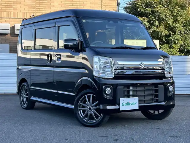 スズキ エブリィ ワゴン PZターボ スペシャル 群馬県 2023(令5)年 3.5万km ブルーイッシュブラックパール3 ワンオーナー/4WD/HDDナビ/Bluetooth/フルセグテレビ/バックカメラ/両側パワースライドドア/シートヒーター/コーナーセンサー/衝突軽減防止装置/横滑り防止システム/アイドリングストップ