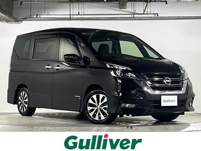 日産 セレナ ハイウェイスターVセレクションⅡ 広島県 2019(令1)年 4.7万km ダイヤモンドブラック 禁煙車/セーフティパックA/エマージェンシーブレーキ/車線逸脱警報/ハイビームアシスト/標識認識機能/速度標識認識/クルーズコントロール/コーナーセンサー/パーキングアシスト/社外7型ナビ【MDV-D706BT】/・フルセグ/CD/DVD/Bluetooth/ハンズフリー両側パワースライドドア/アラウンドビューモニター/革巻きステアリング/リアオートエアコン/ドライブレコーダー（DRVN530）/ETC/ステアリングスイッチ/オートライト/スマートキー/プッシュスタート/ドアバイザー