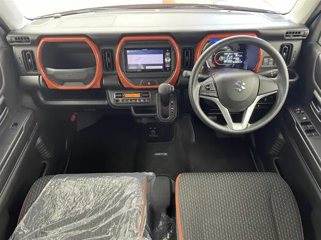スズキ ハスラー HYBRID G 群馬県 2021(令3)年 2.1万km バーミリオンオレンジ/ガンメタリック2トーン 衝突被害軽減ブレーキ　社外７インチナビ　シートヒーター　コーナーセンサー　ステアリングリモコン　ＥＴＣ　スマートキー　プッシュスタート　横滑り防止装置　アイドリングストップ　盗難防止装置　禁煙車
