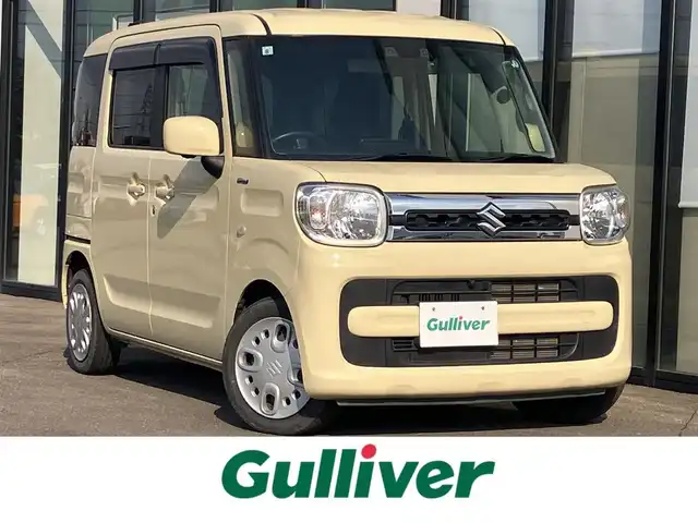 スズキ スペーシア HYBRID X 道南・函館 2021(令3)年 2.2万km シフォンアイボリーM /純正ナビ//フルセグＴＶ//全周囲カメラ//シートヒーター//両側パワースライドドア//ヘッドアップディスプレイ//衝突被害軽減ブレーキ//車線逸脱警報//オートハイビーム//コーナーセンサー//アイドリングストップ